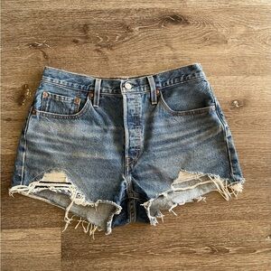 Classic Blue Distressed Jean Shorts